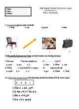 Đề thi học kỳ I môn Tiếng Anh Lớp 2 - Năm học 2012-2013